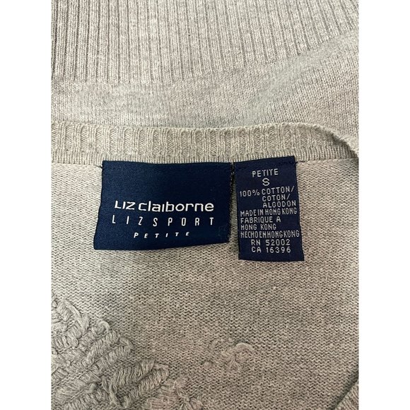 LizSport Cardigan Gray Embroidered Petite Sm - Picture 4 of 5